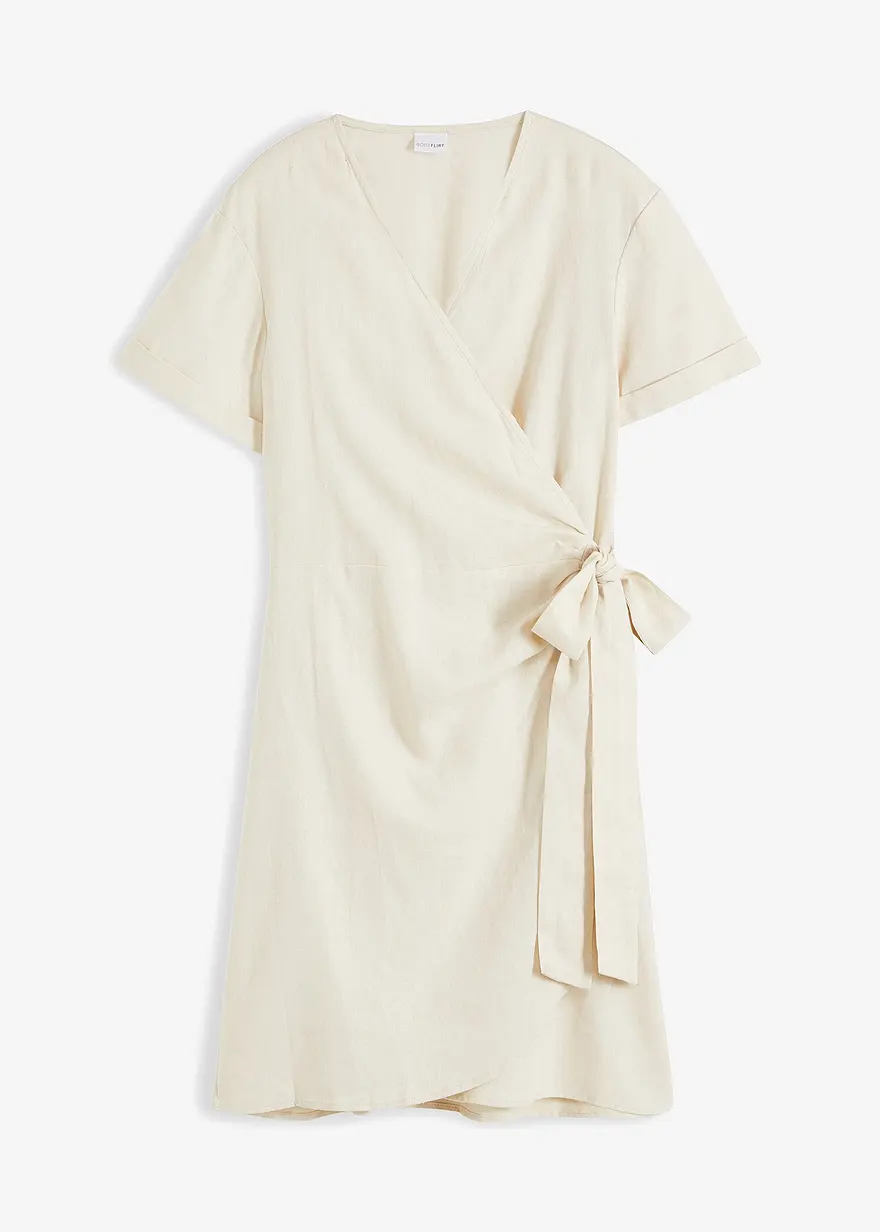 Wickelkleid aus luftigem Leinenmix