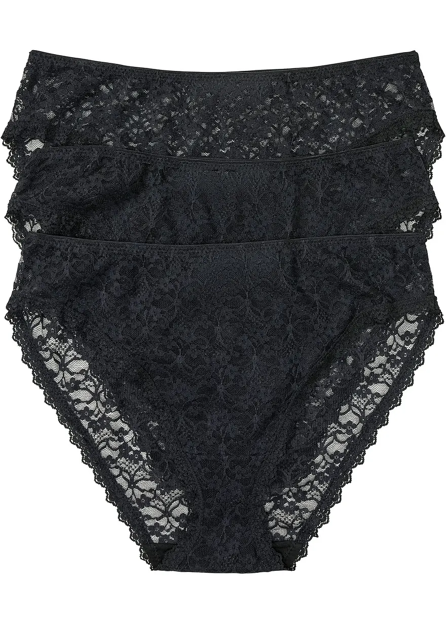 High-Leg Maxislip aus recycelter Spitze (3er Pack)