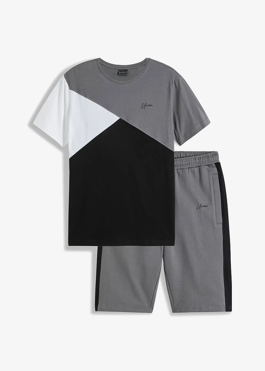 T-Shirt und Sweat-Bermuda aus reiner Baumwolle (2-tlg.Set)