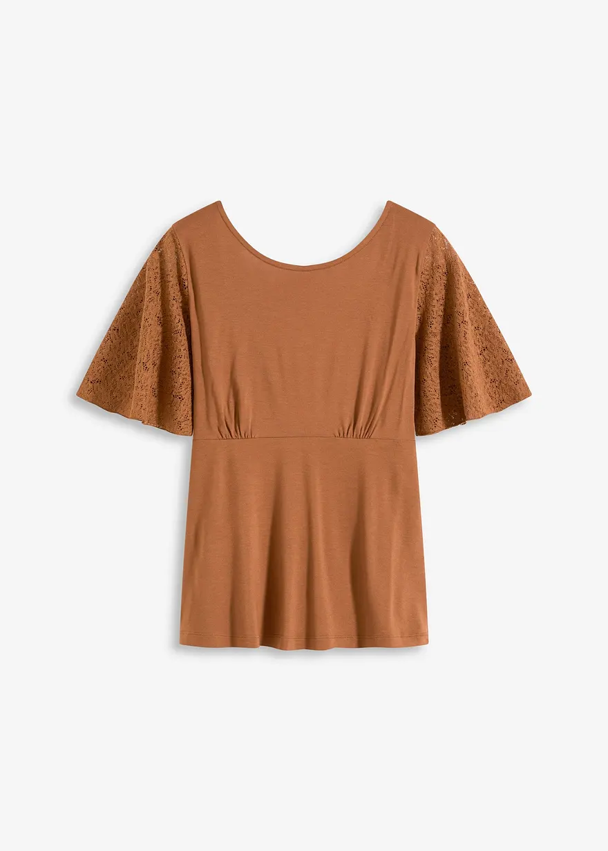 Shirt mit Spitzenärmeln