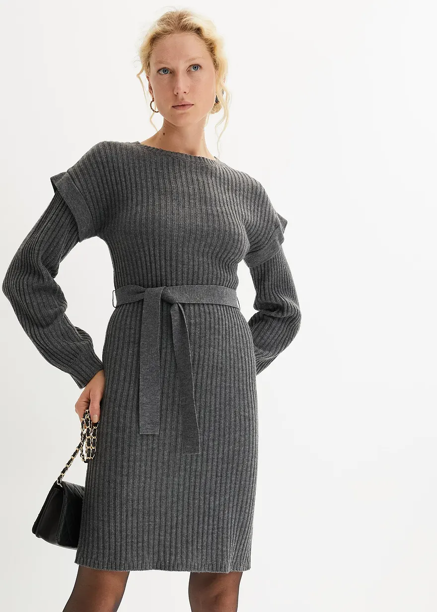 Strickkleid mit Bindeband