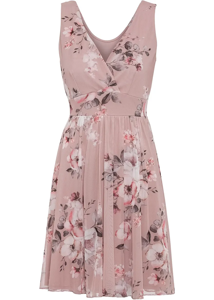 Minikleid mit bedrucktem Mesh