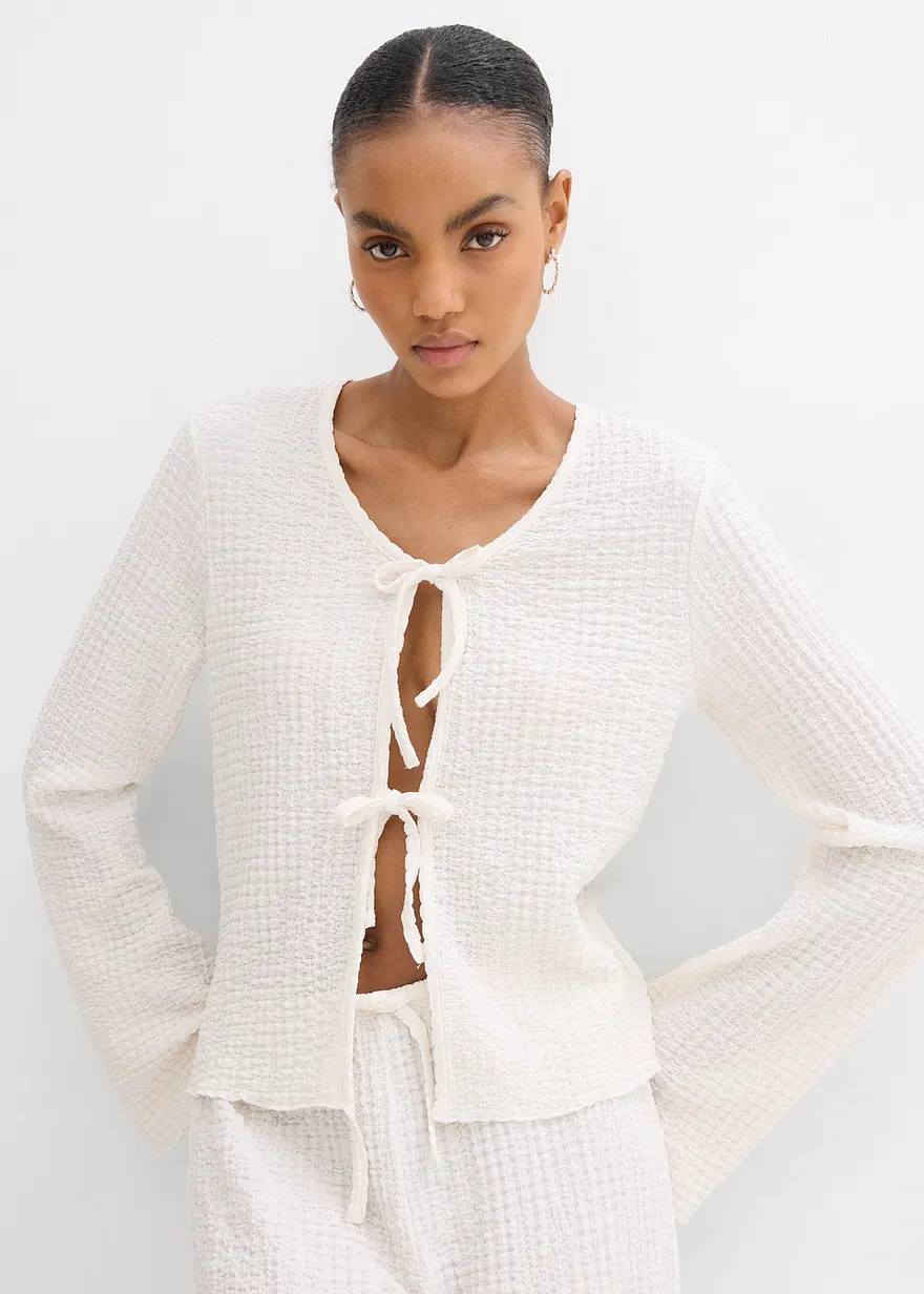 Shirtjacke aus strukturiertem Crêpe