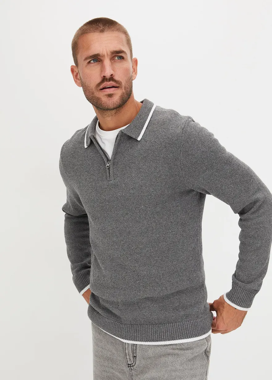Polo Pullover mit recycelter Baumwolle