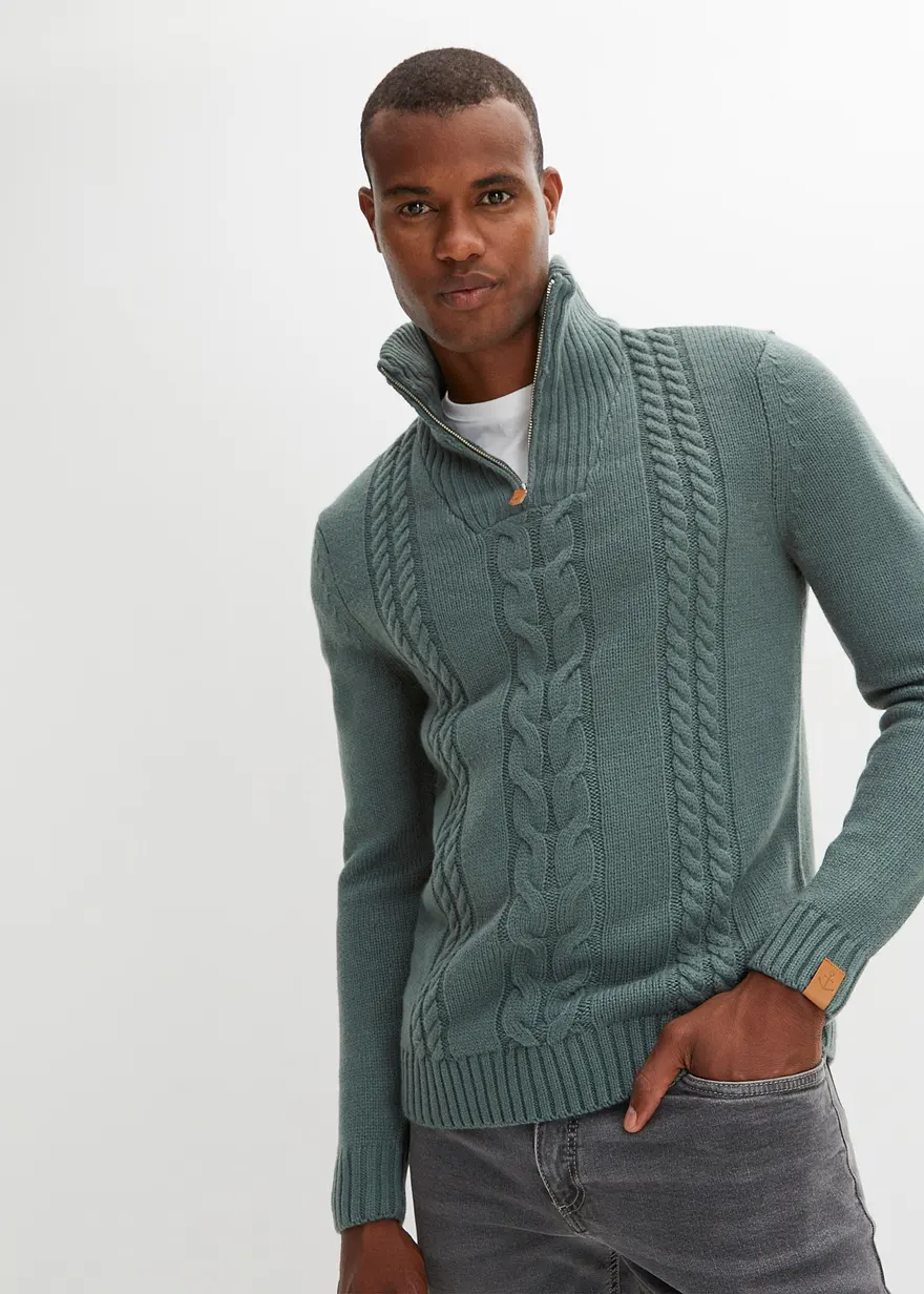 Grobstrick Troyer Pullover mit Zopfmuster