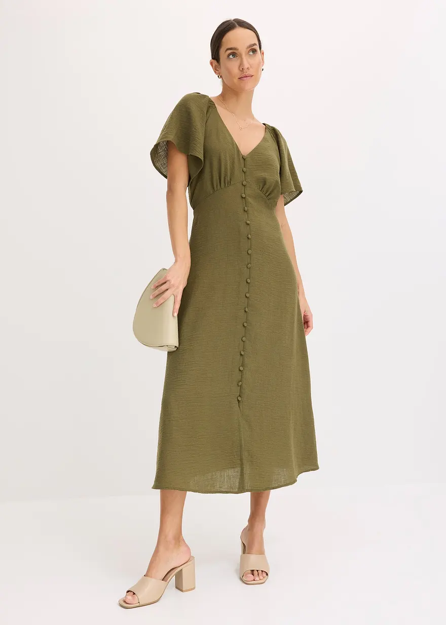 Midikleid in Leinen-Optik