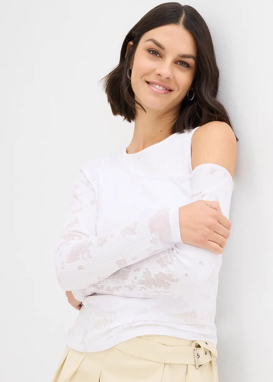 Off-Shoulder-Shirt in Ausbrenner Optik