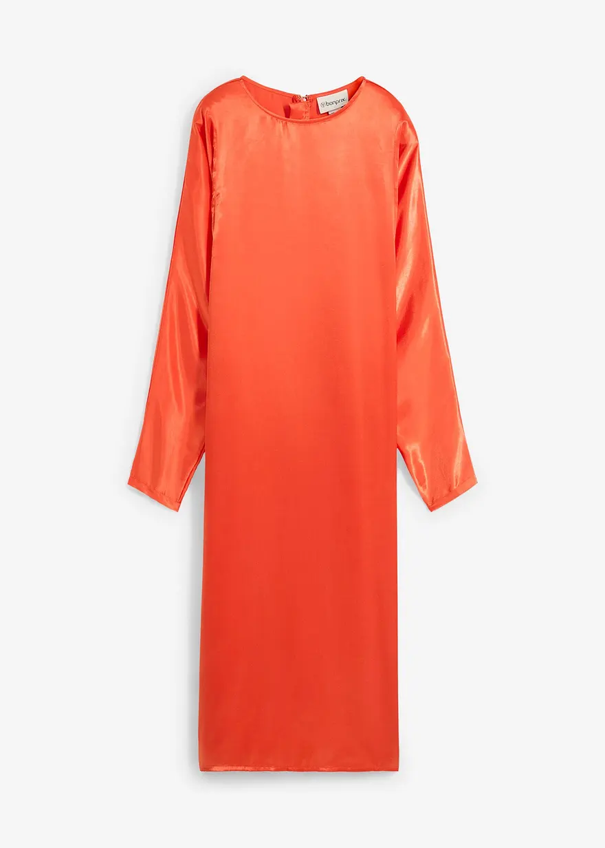 Midikleid mit Fledermausärmeln aus fließendem Satin