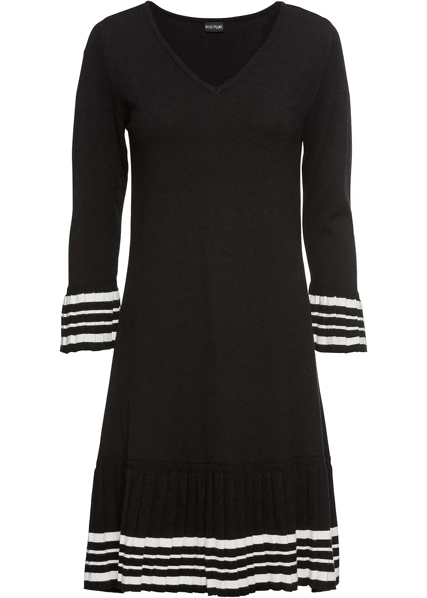 Strickkleid mit plissiertem Rock