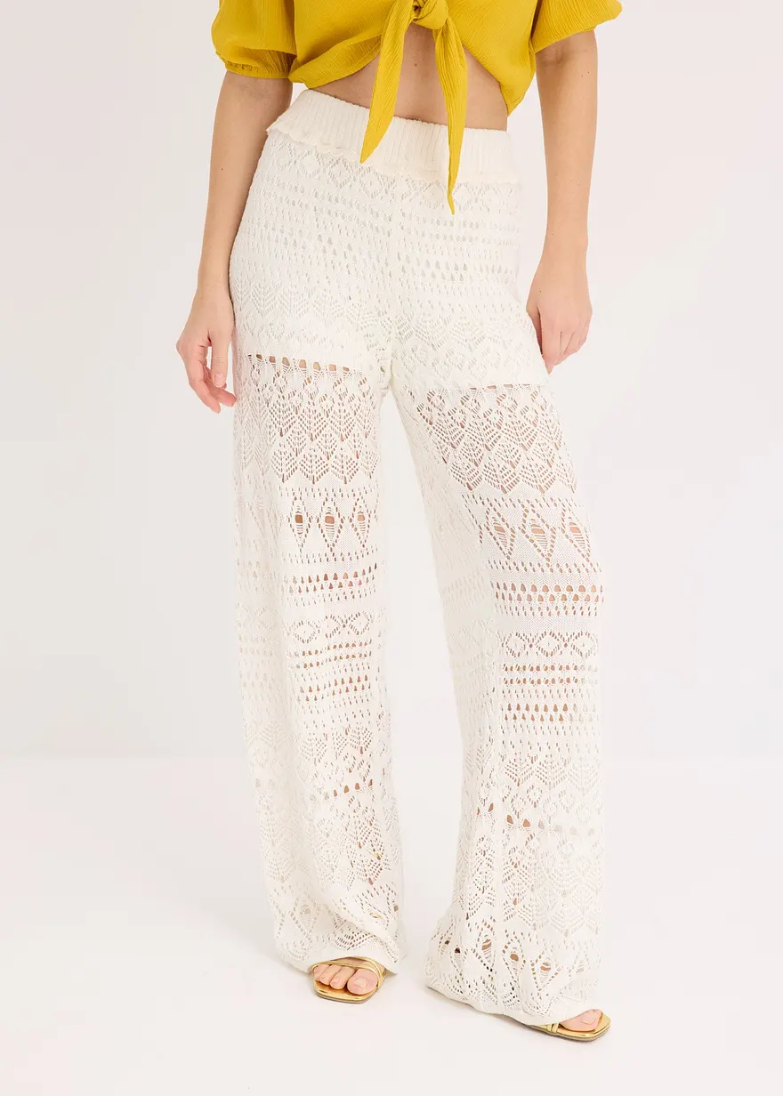 Schlupfhose mit Lochstrickmuster