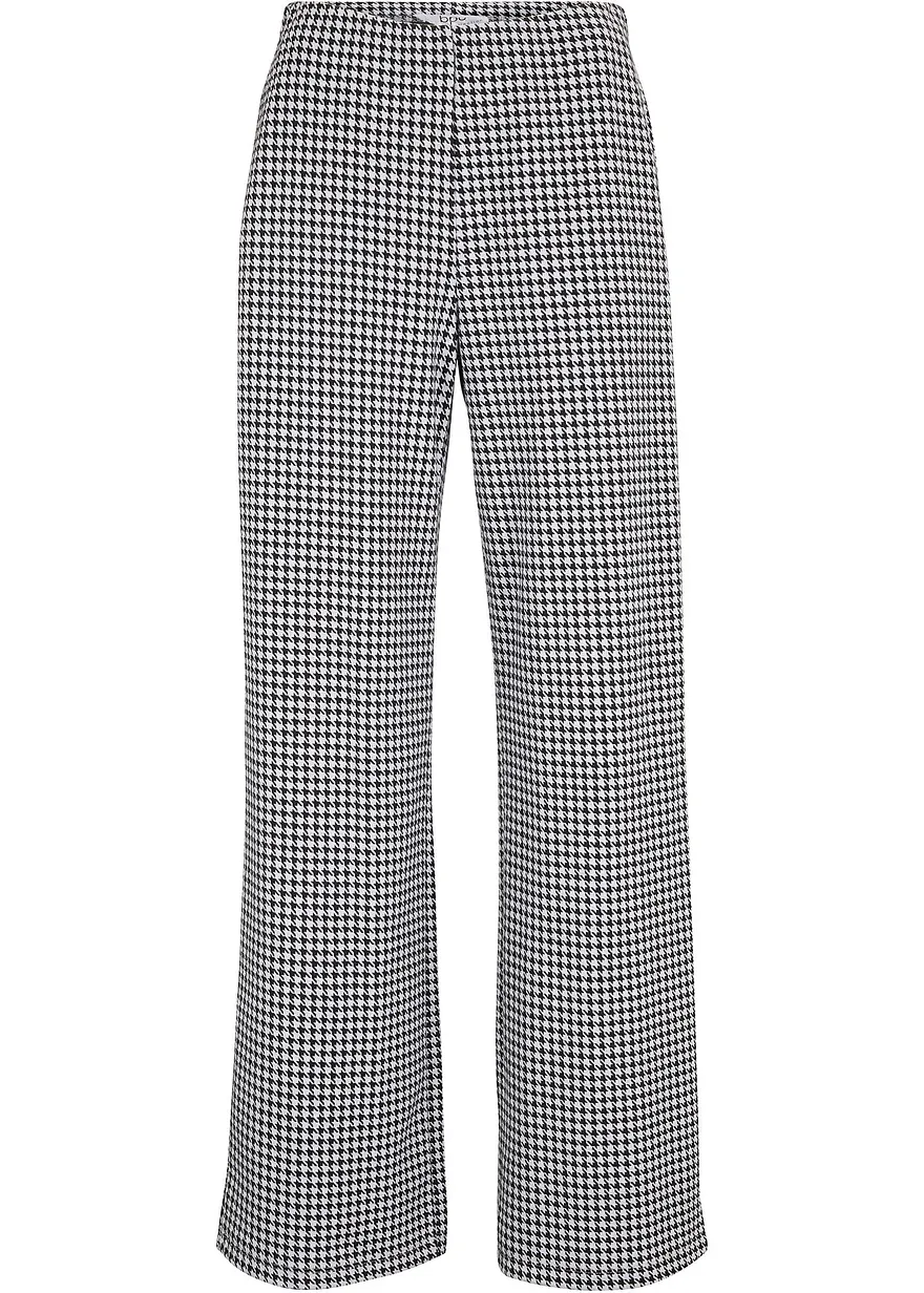 Stretch-Hose mit Hahnentrittmuster, Wide leg