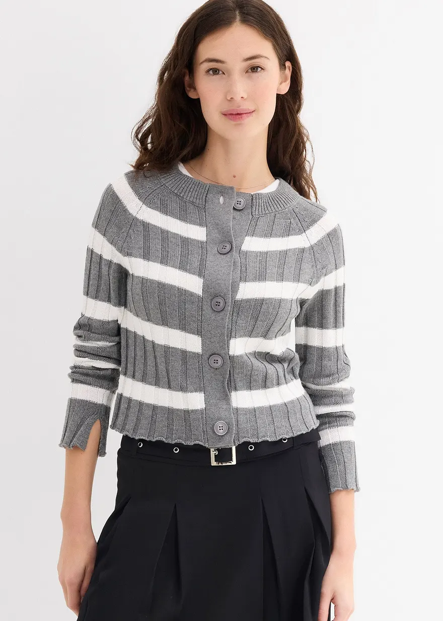 Gerippte Strickjacke