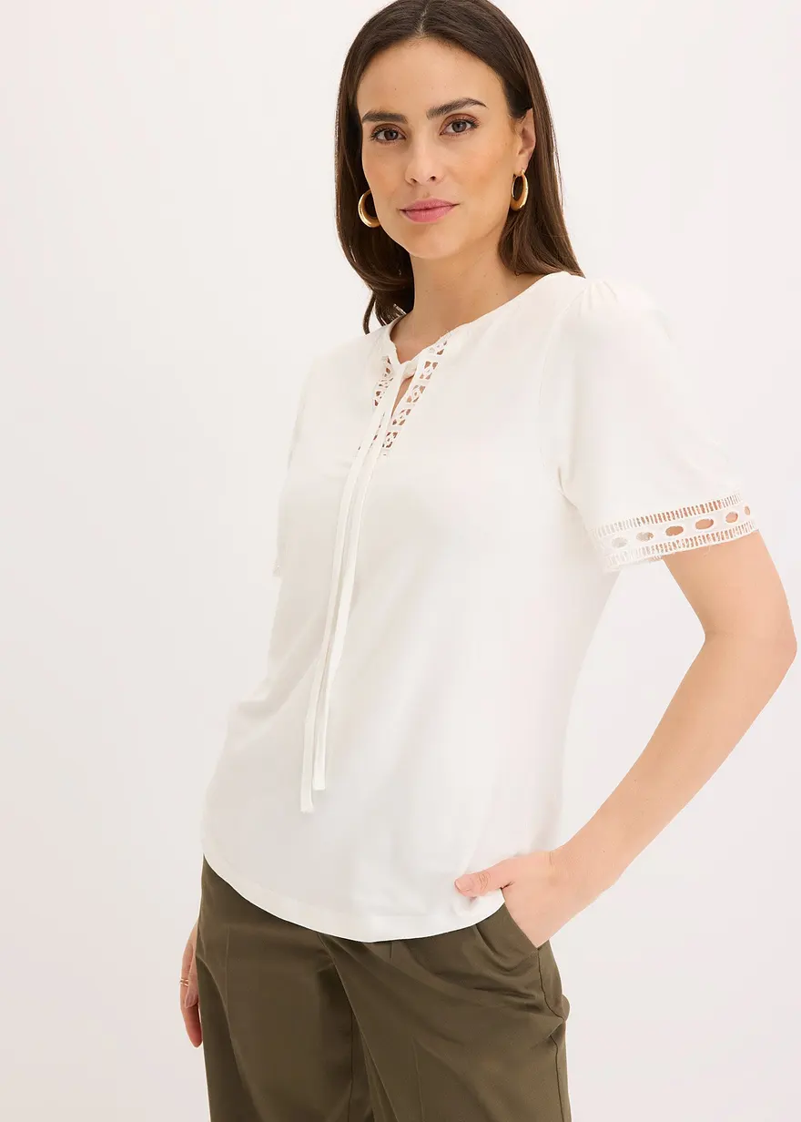 Shirt-Tunika mit Spitzenband