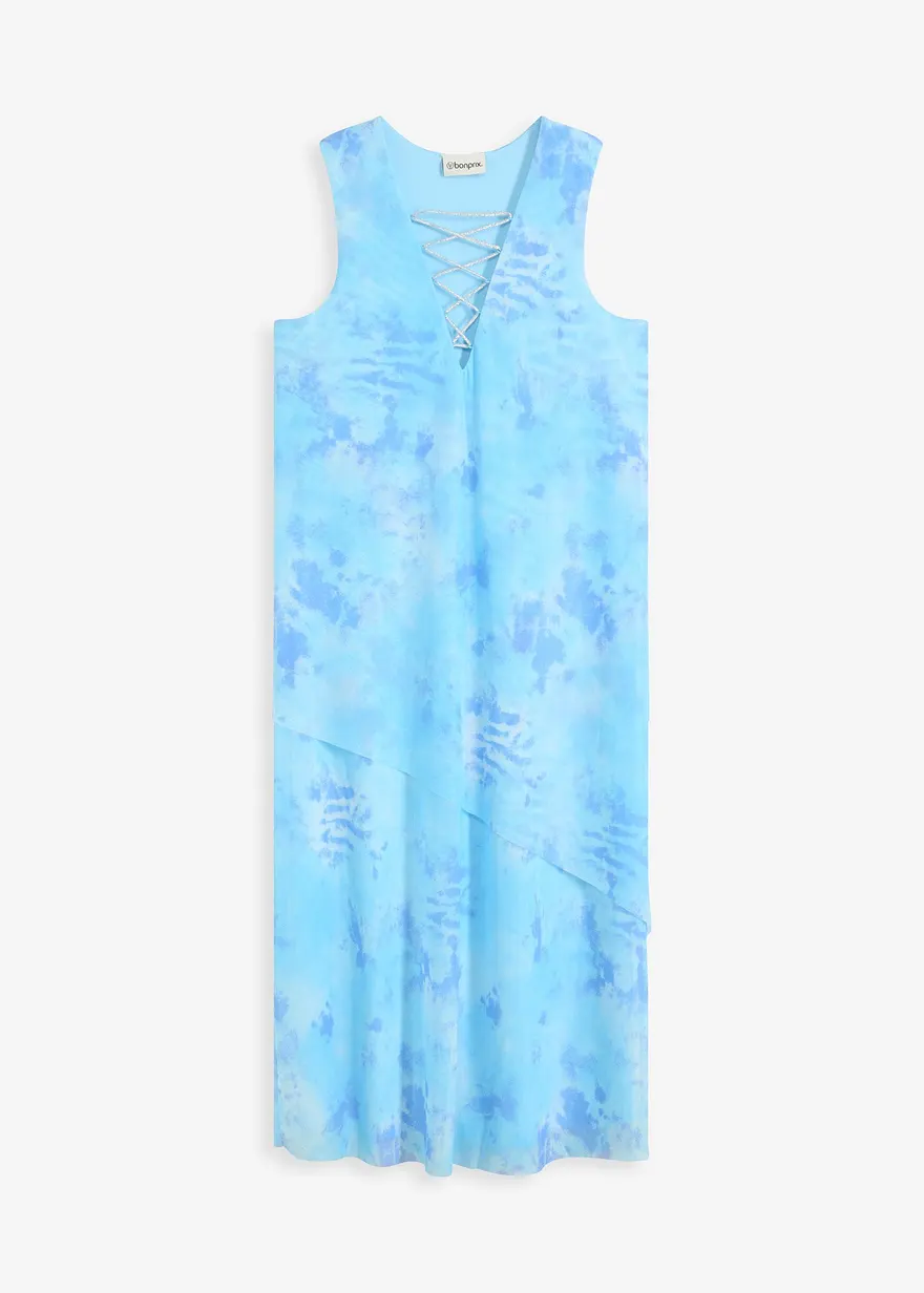 Midikleid mit Mesh und Glitzerschnürung