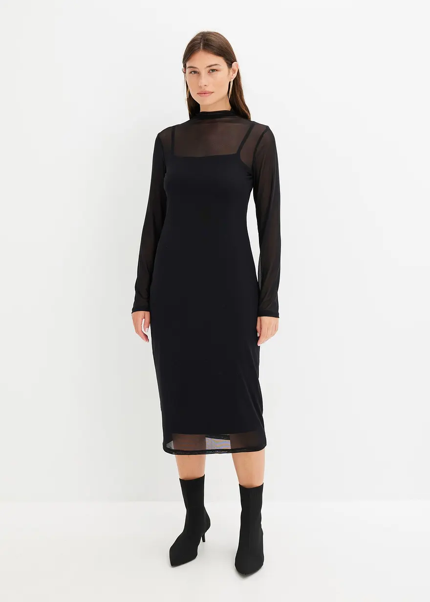 Jerseykleid mit Mesh