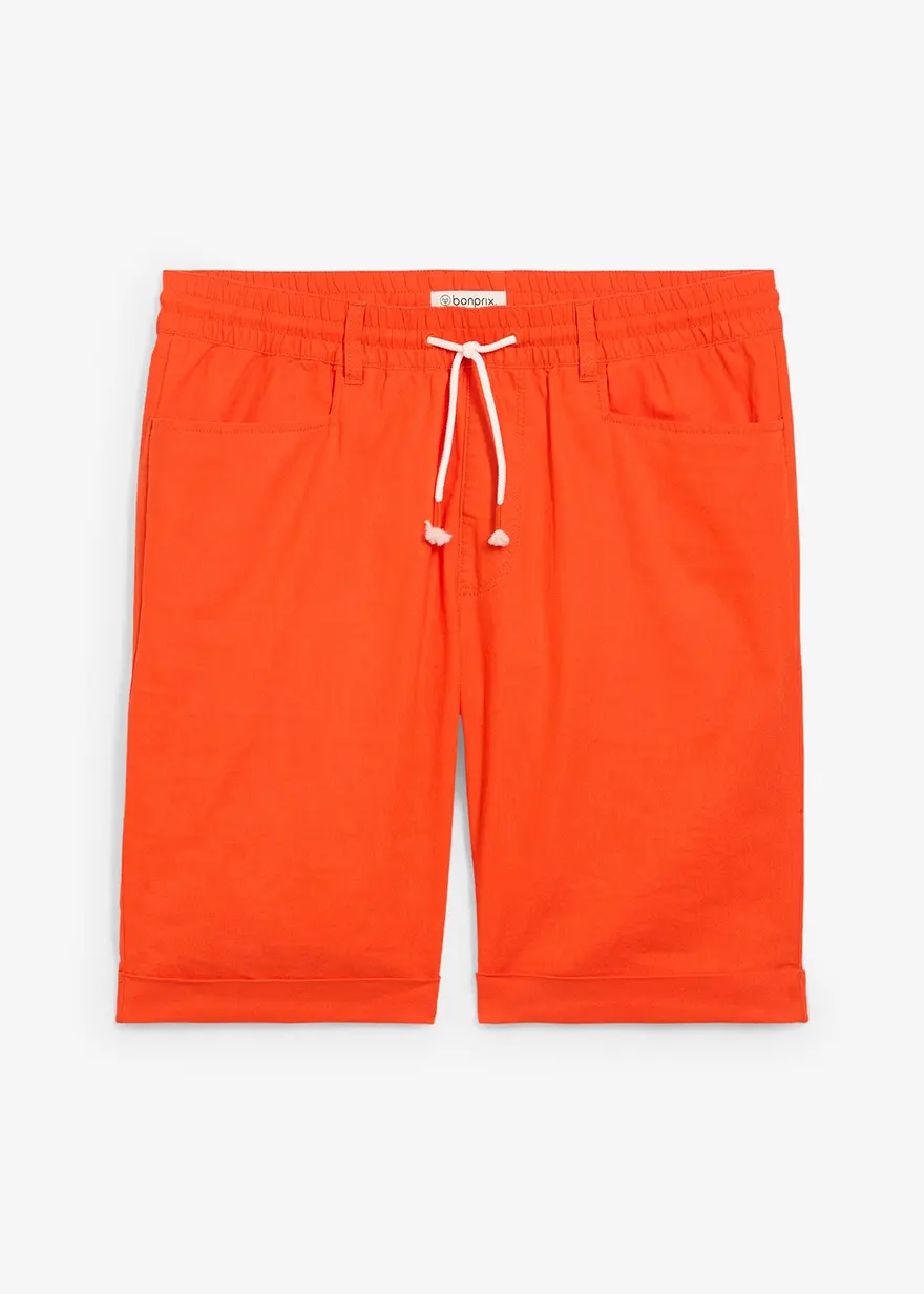 Regular Fit Schlupf-Bermuda aus Leinen-Mix