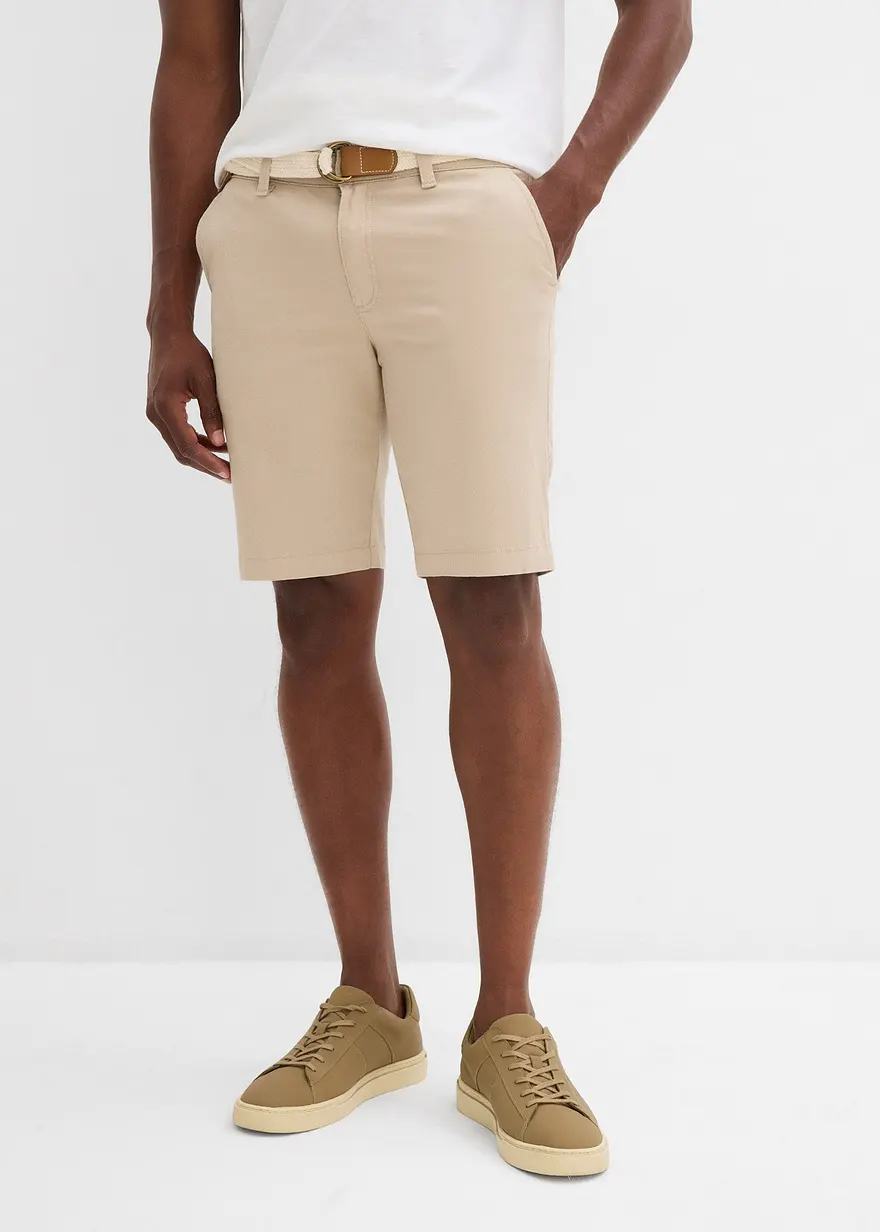 Stretch-Bermuda mit Gürtel, Regular Fit