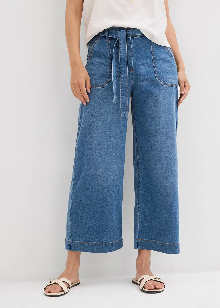 Wide-Leg-Jeans High Waist, Bequembund cropped