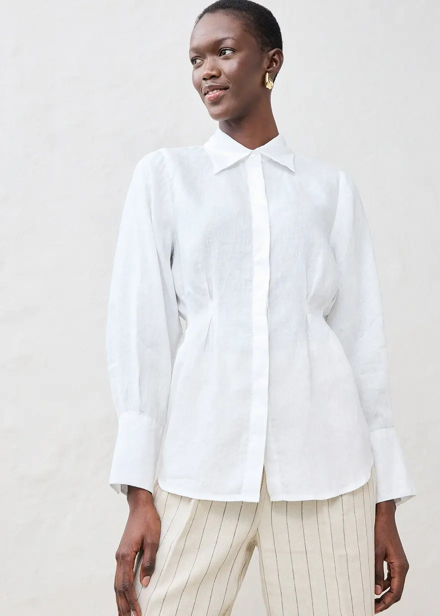Taillierte Bluse aus reinem Leinen