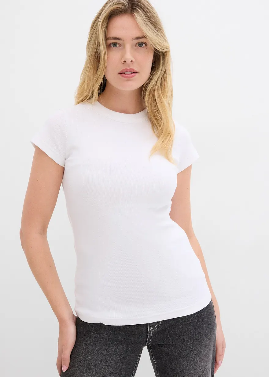 Rippshirt mit reiner Bio-Baumwolle, (2er Pack)