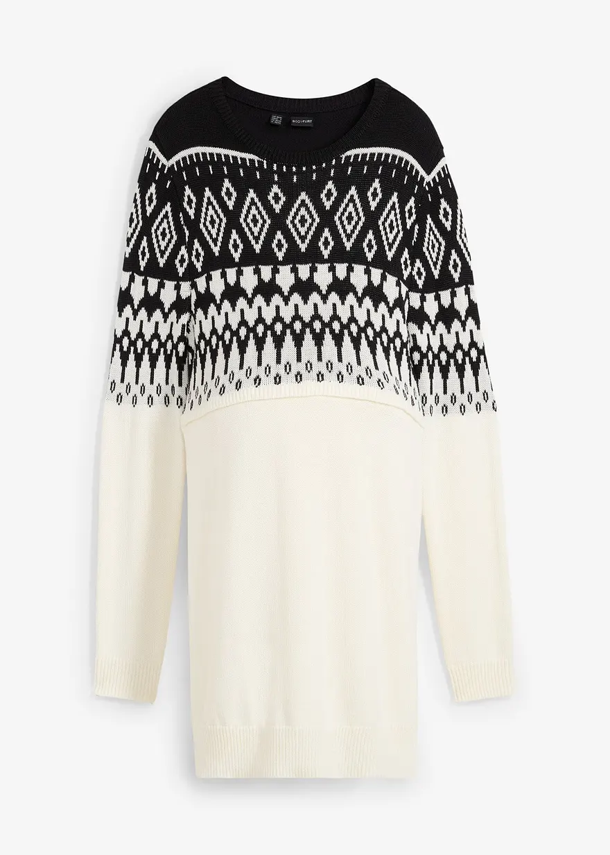 Langer 2-in-1 Umstands- und Stillstrickpullover