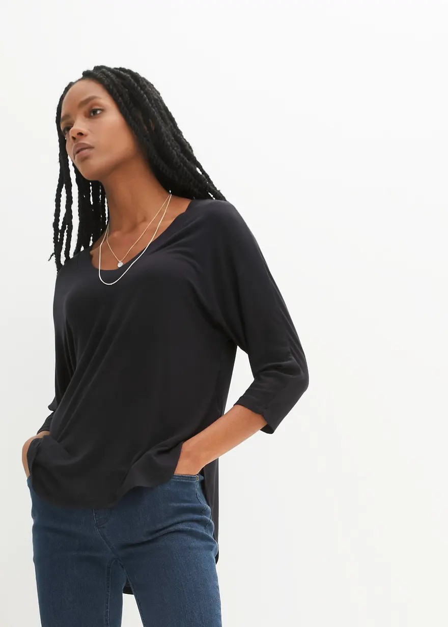 Shirt mit 3/4 Arm aus Viskose-Elasthan-Mix