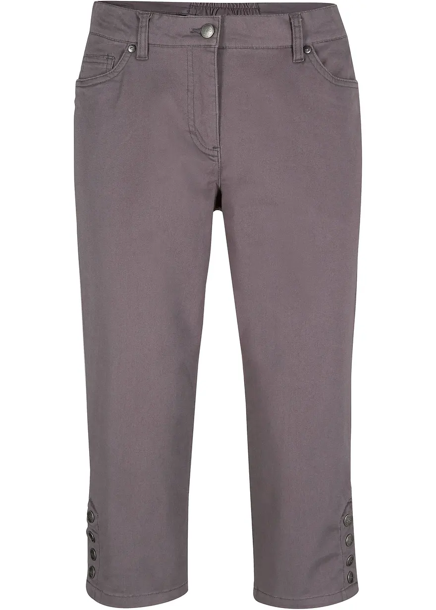 Baumwoll-Capri-Hose mit Bequembund und Knöpfen