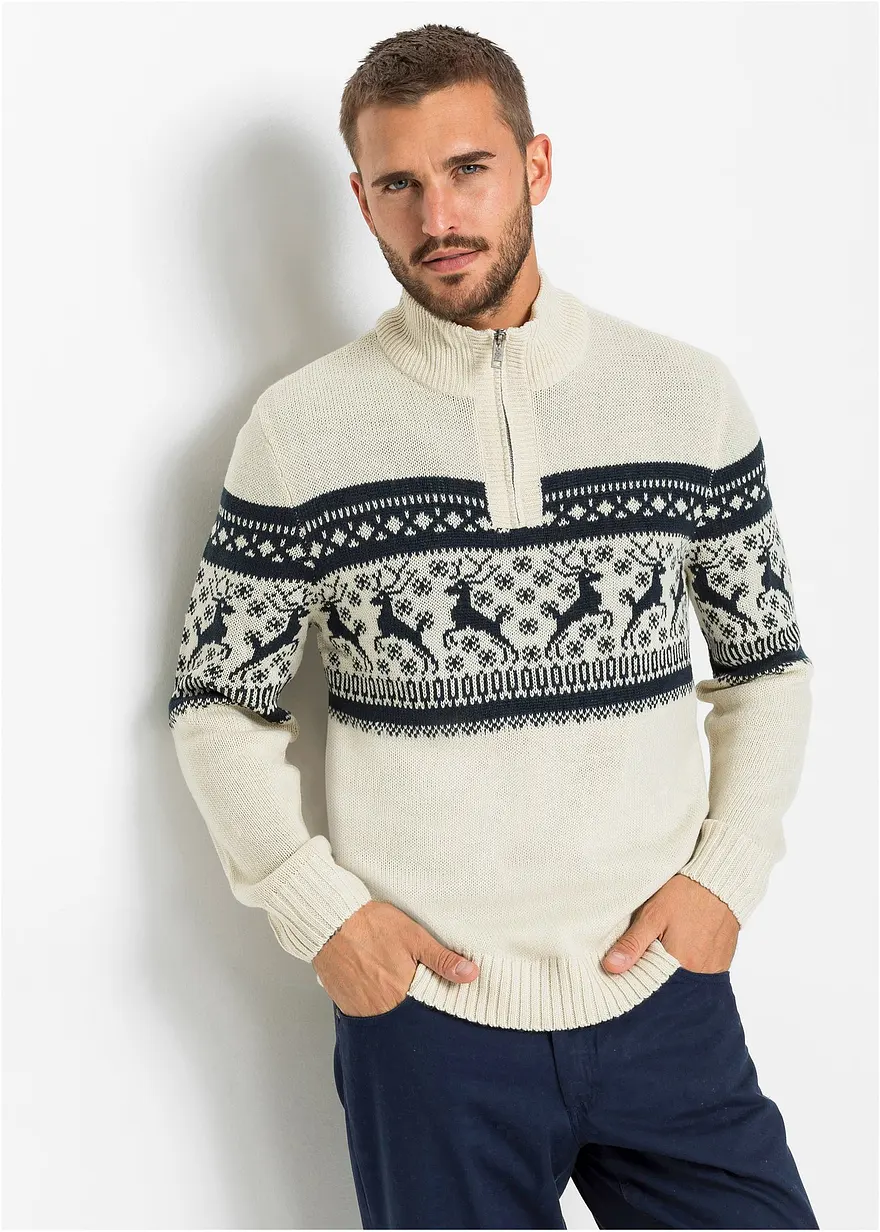 Norweger-Pullover mit Troyerkragen