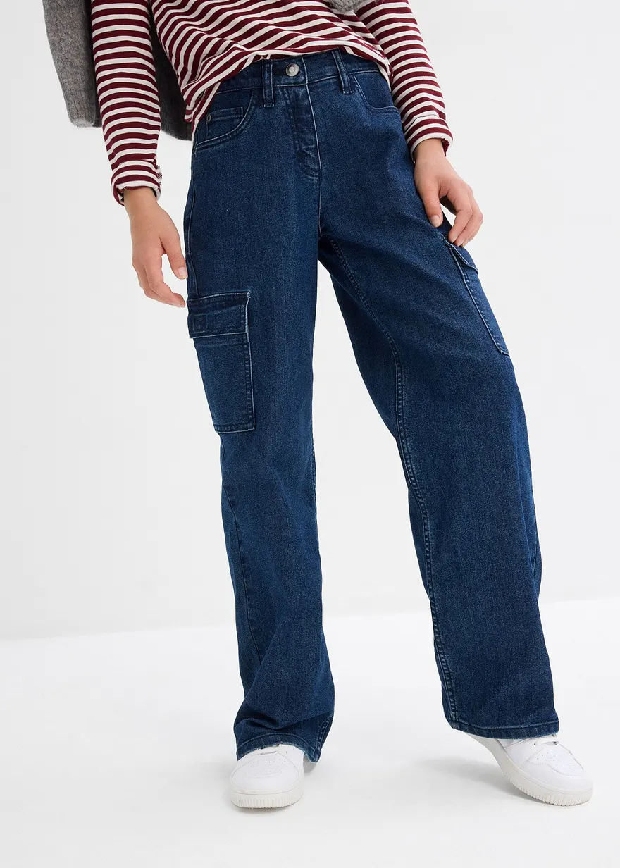 Weite Cargo-Jeans Mid Waist