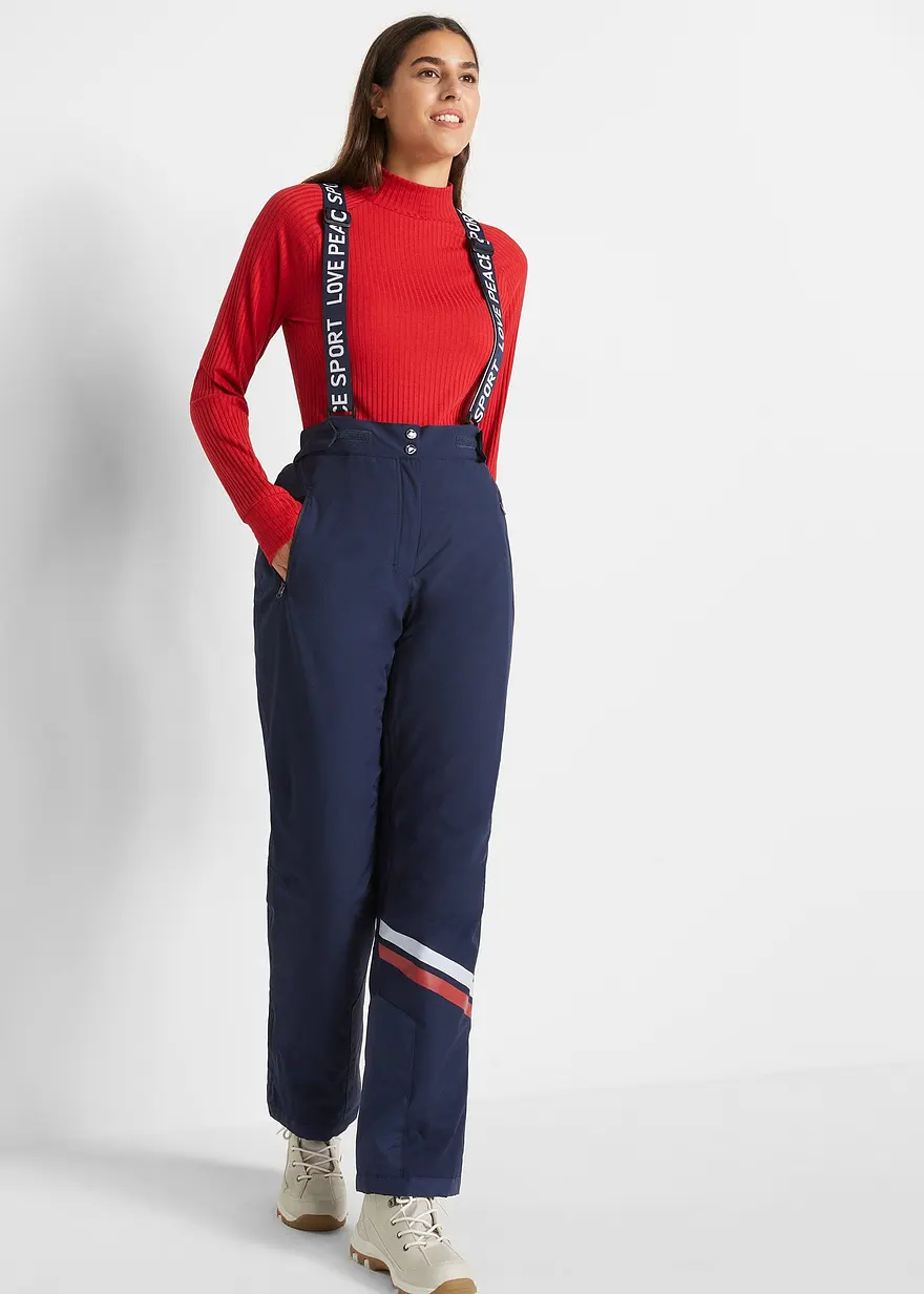 Ski Funktions-Thermohose mit abnehmbaren Trägern, wasserdicht, Straight