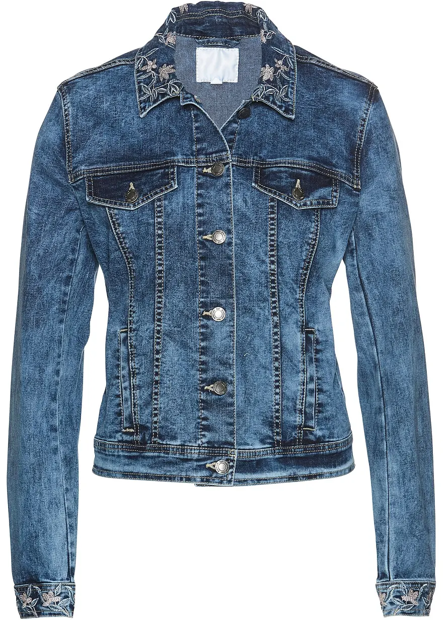Jeansjacke mit Stickerei