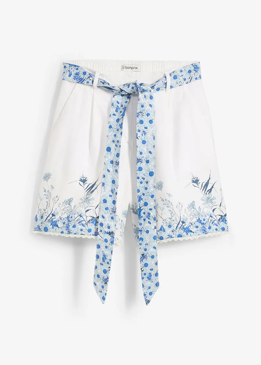 Shorts aus reinem Leinen mit floralem Druck