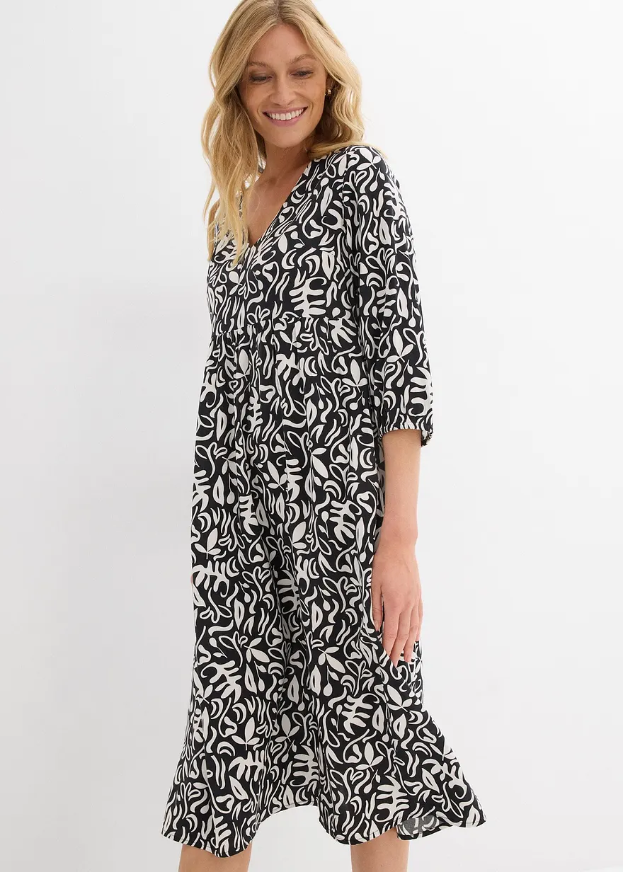 Kleid in Midilänge aus fließender Viskose