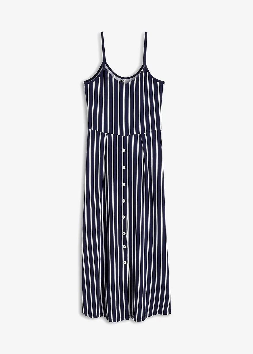 Sommerliches Jerseykleid mit Knopfleiste und Streifen