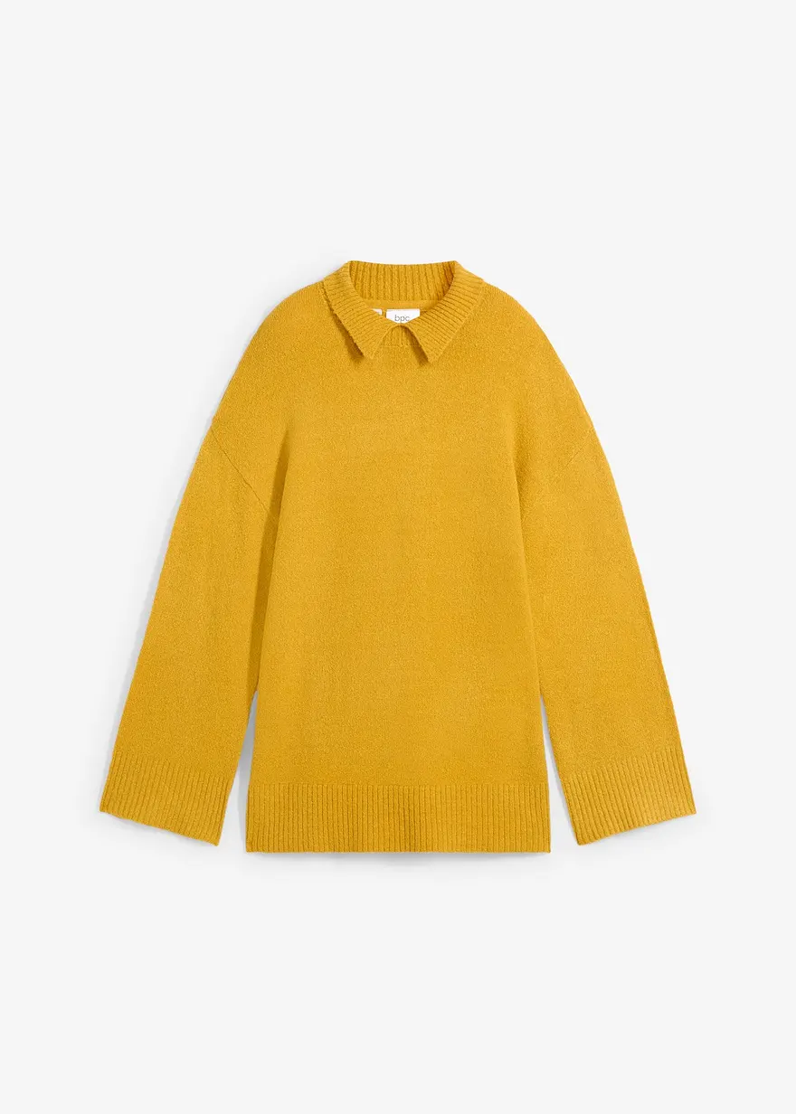 Oversize Pullover mit Turtleneck und Seitenschlitzen
