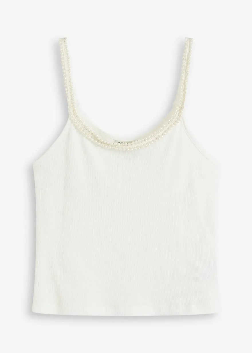 Spaghettiträger-Top mit Schmuck-Detail