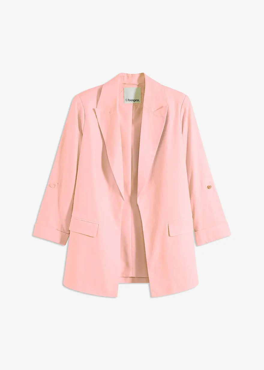 Leinen Blazer mit gerafften Ärmeln