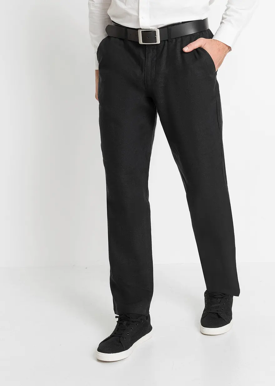Regular Fit Chinohose aus reinem Leinen, Straight