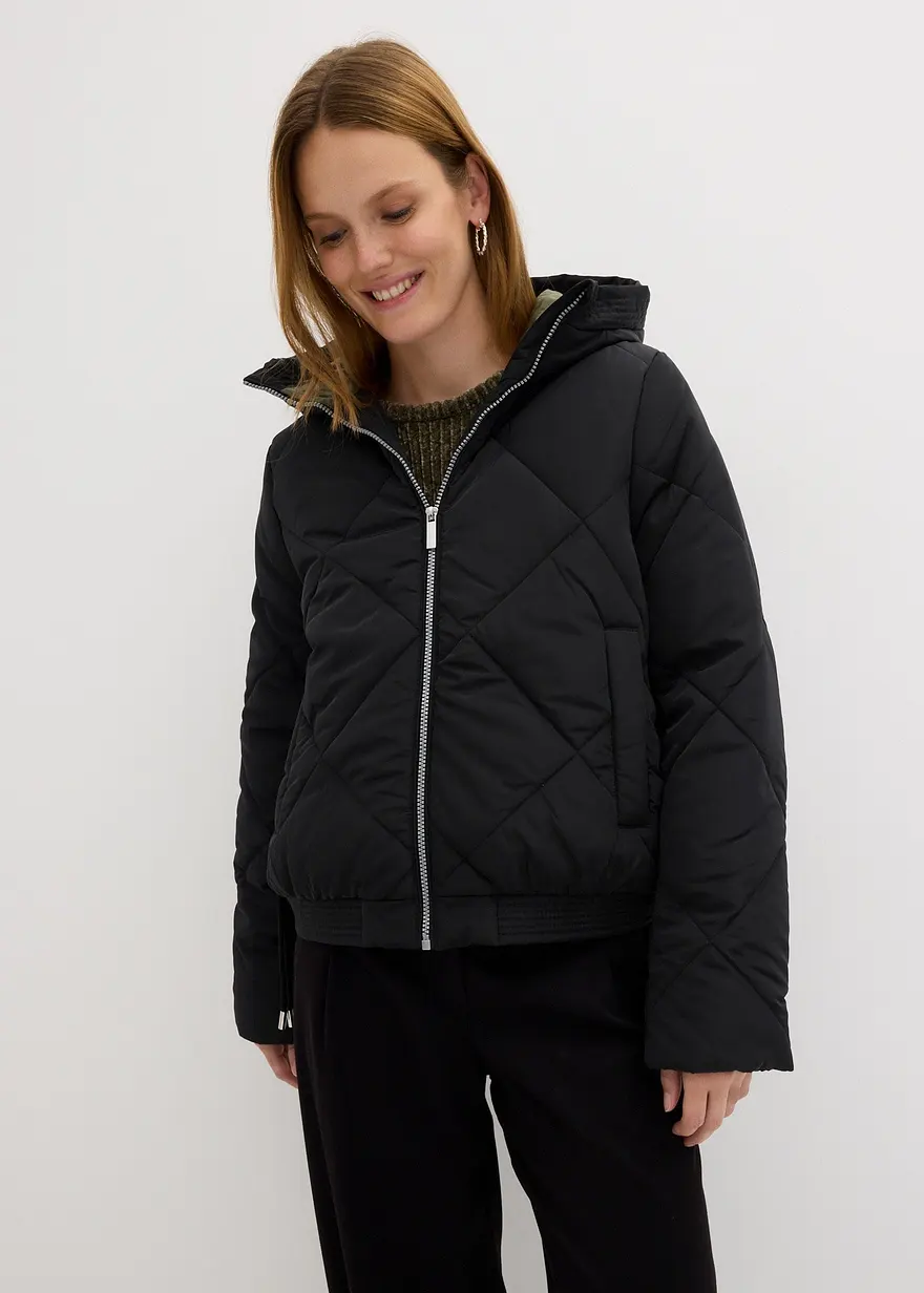 Kurze Steppjacke mit Futter in Kontrastfarbe
