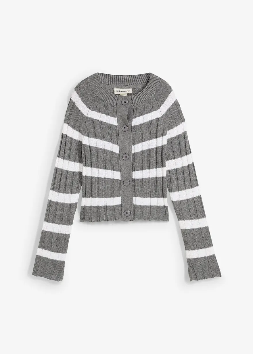 Gerippte Strickjacke