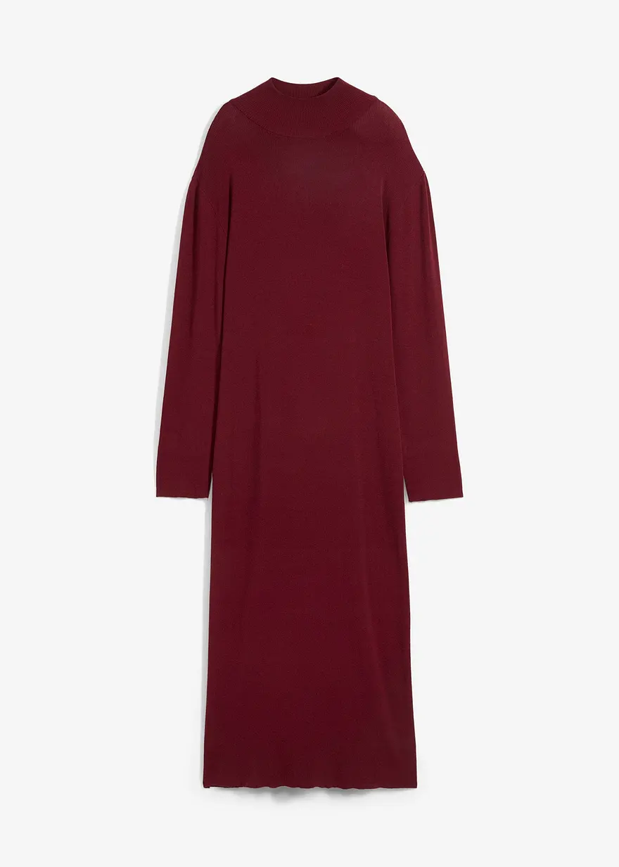 Maxi-Feinstrickkleid mit Stehkragen, langarm