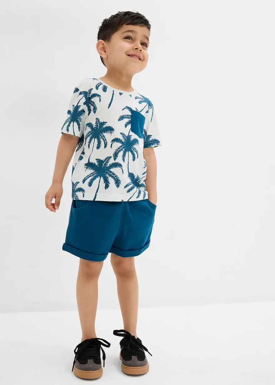 T-Shirt und kurze Hose (2-tlg.Set) aus reiner Baumwolle