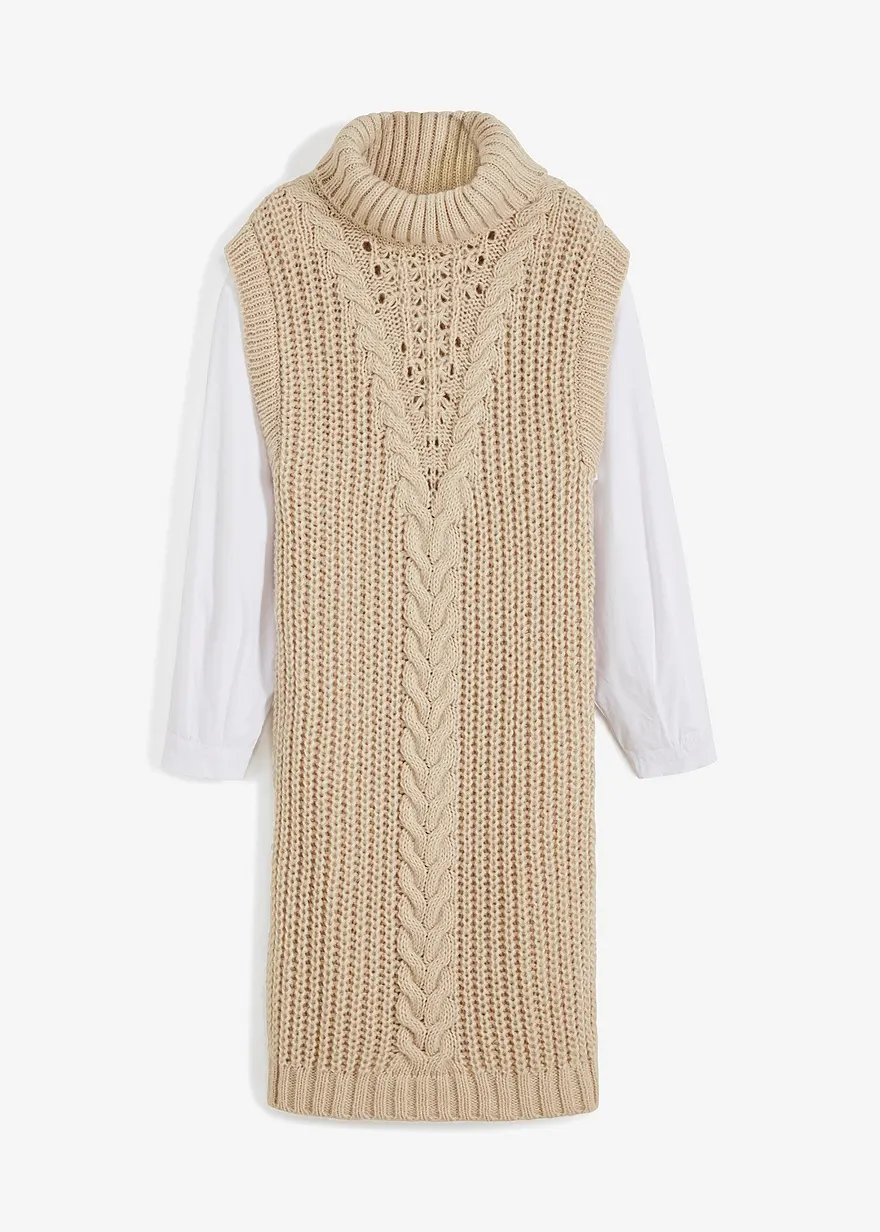 Strickkleid mit Bluseneinsatz