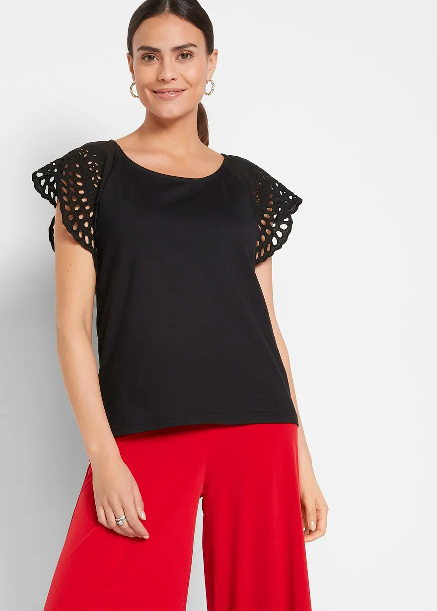 Shirt mit Lochstickerei