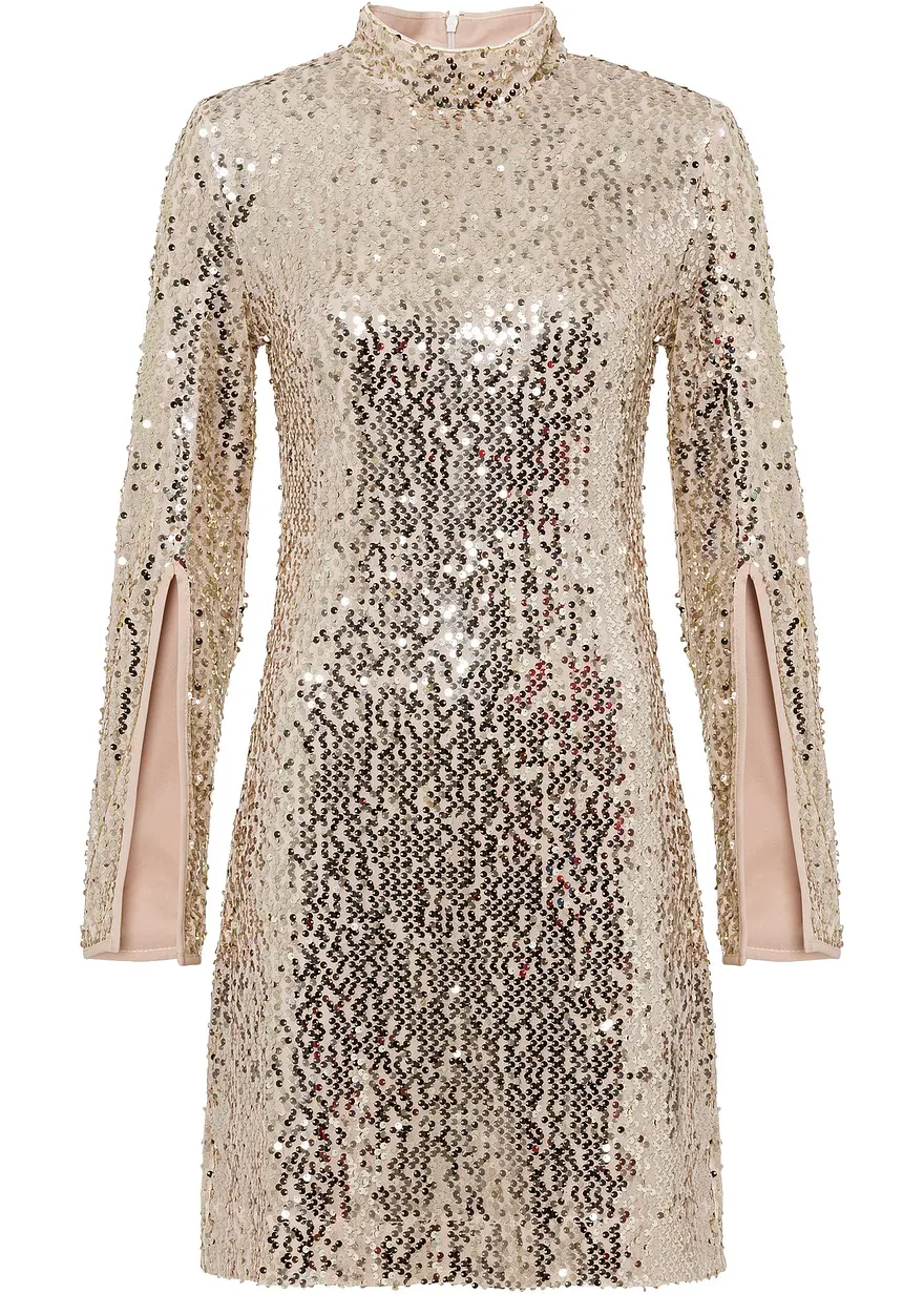 Paillettenkleid mit Trompeten-Ärmel