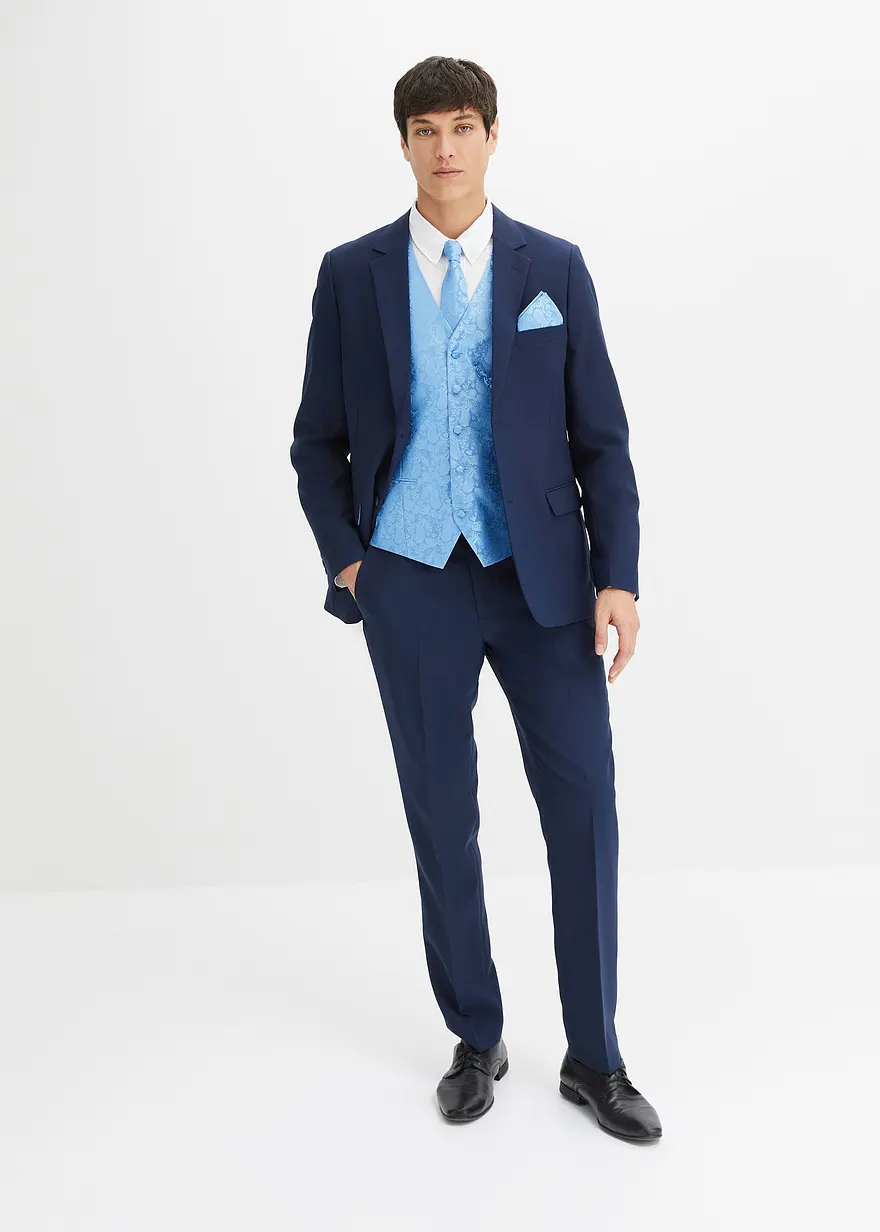 Hochzeitsanzug mit Weste und Krawatte (5-tlg.Set), Slim Fit