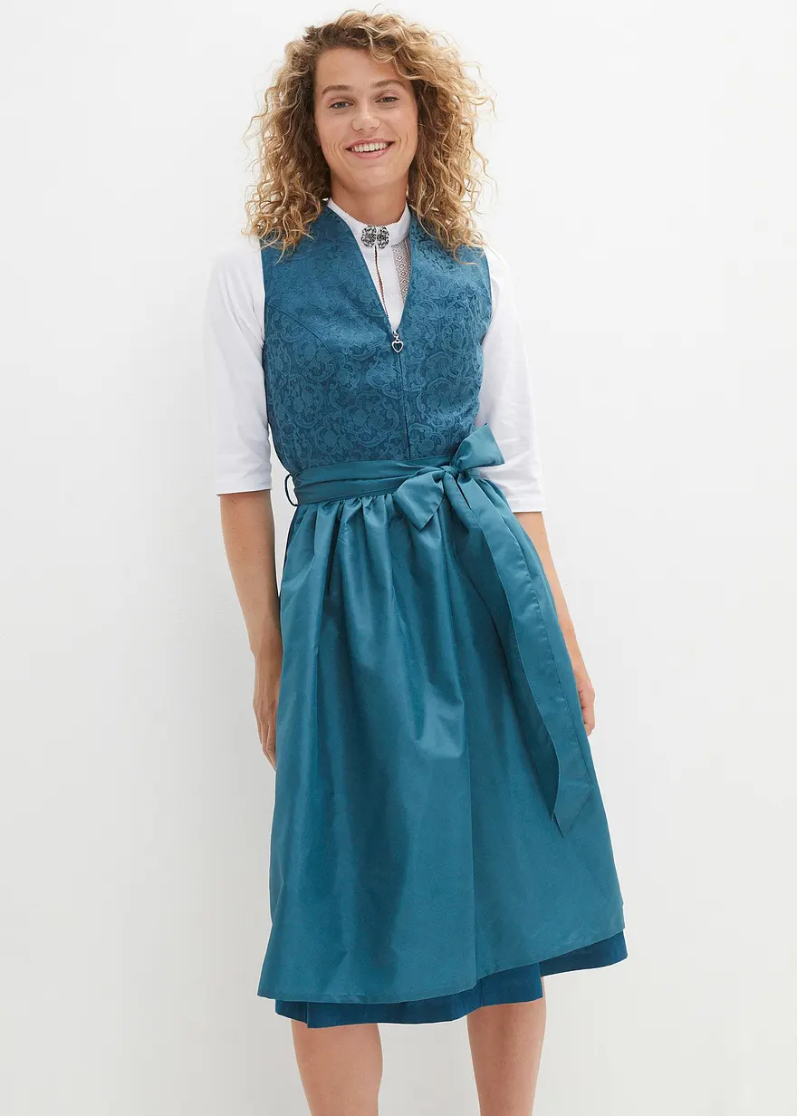 Dirndl mit Jacquardmuster und Schürze in Midilänge (2-tlg.Set)
