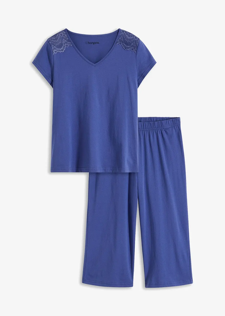 Capri Pyjama mit weiter Culotte