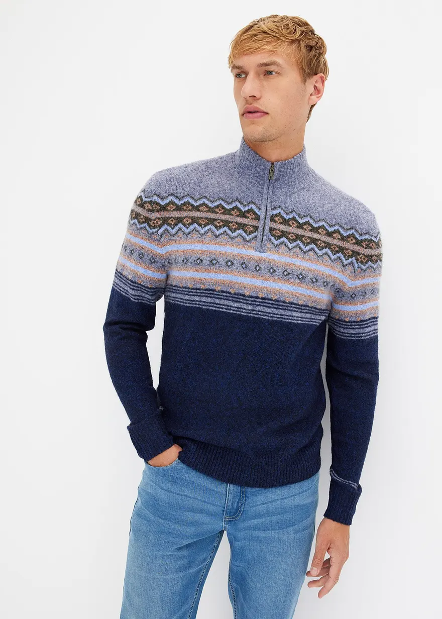 Norweger-Pullover mit Stehkragen