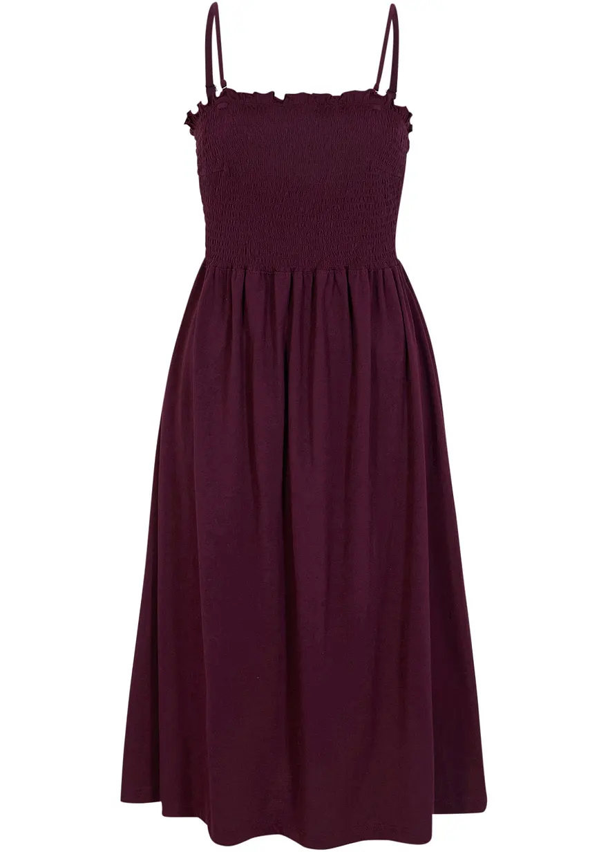 Jersey-Kleid mit Smock, wadenbedeckt